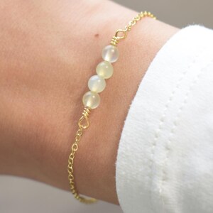 Jade Bar Bracelet, Crystal Bracelet, Dainty Beaded Bracelet, Green Jade Bracelet, Gold Bracelet, Birthstone Jewelry, Gift For Her, Handmade