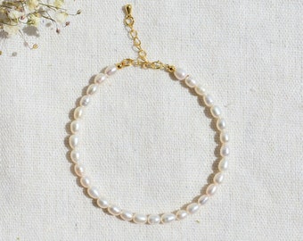 Freshwater Pearl Bracelet, Genuine Pearl Bracelet, Beaded Bracelet, Pearl Jewelry, Dainty Jewelry, Minimalist Bracelet, Simple Jewelry