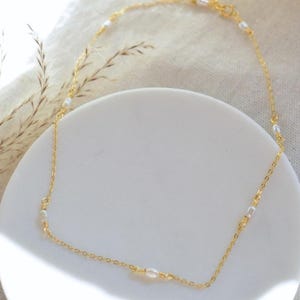Freshwater Pearl Chain Necklace- Satellite Chain, Wedding Jewelry, June Birthstone, Everyday Wear