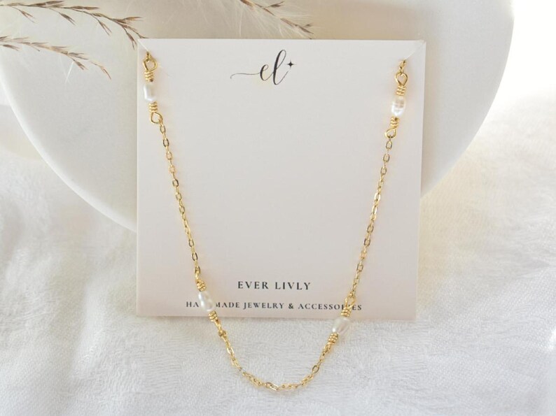 Freshwater Pearl Chain Necklace- Satellite Chain, Wedding Jewelry, June Birthstone, Everyday Wear