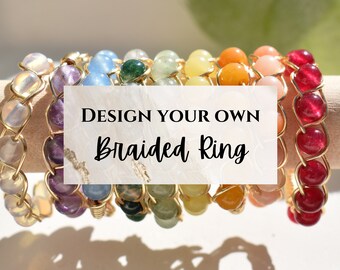 Design Your Own Braided Ring, Custom Crystal Ring, Customized Ring, Custom Birthstone Ring, Personalized Jewelry, Personalized Gift