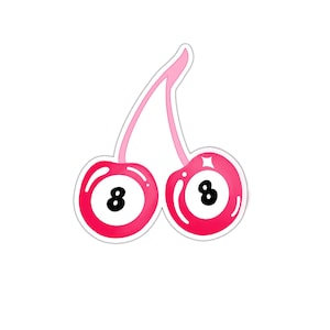 8 Ball Cherries Sticker, Angel Number Sticker, Aesthetic Sticker, Waterproof Stickers, Laptop Stickers, Vinyl Stickers, Girly Stickers