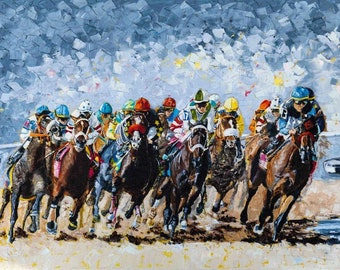And Down The Stretch They Come - Horse Racing Art Print