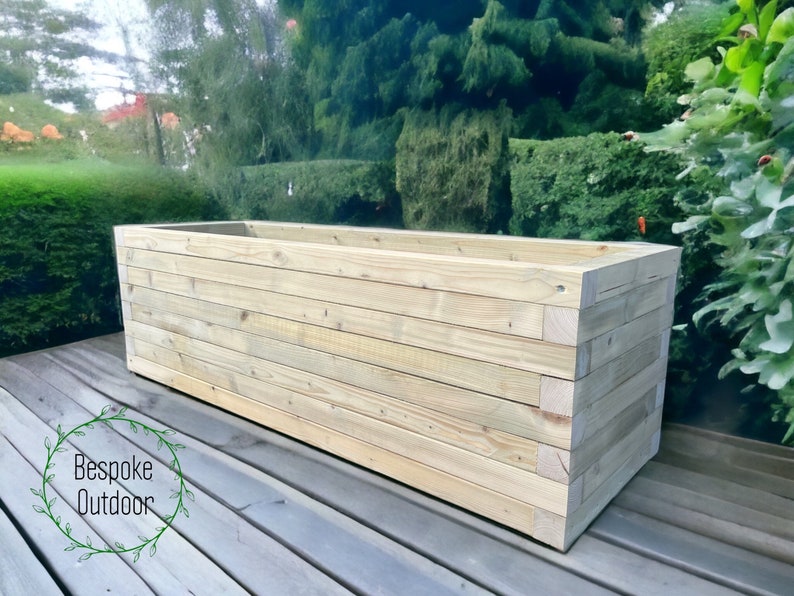 Large Garden Planter, Large Raised Plant Bed, Large Garden Trough Planter, Large Wooden Flower Box, Handmade, from Pressure Treated Wood