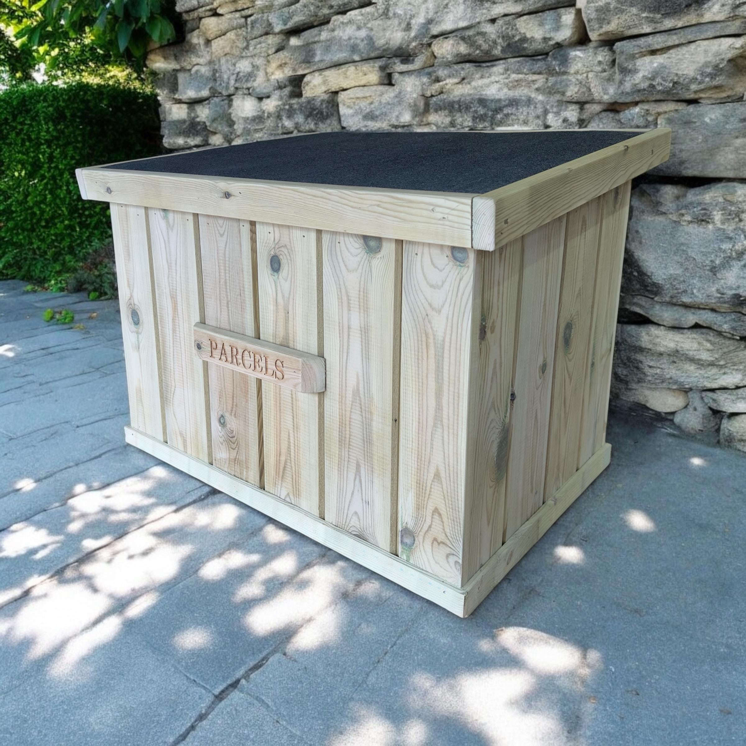 Doorstep Parcel Box. Large Fully Assembled Wooden Outdoor Treated