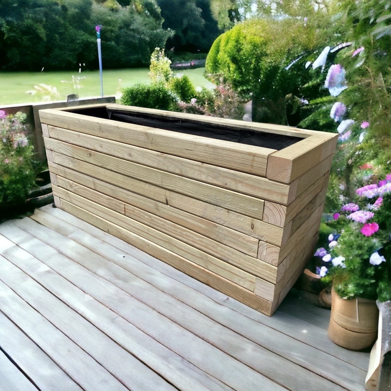 Large Garden Planter, Large Raised Plant Bed, Large Garden Trough Planter, Large Wooden Flower Box, Handmade, from Pressure Treated Wood