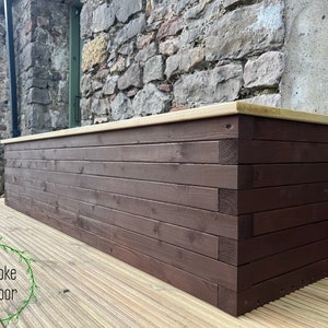 Premium Handmade Wooden Garden Planter Trough. Somerset+ Style Raised Bed Box for Outdoors. Pressure Treated Sleeper Stylish Tall Castors