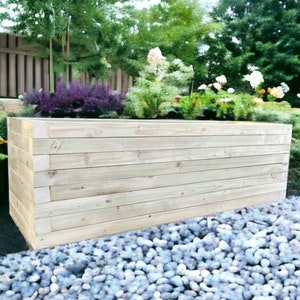 Large Garden Planter, Large Raised Plant Bed, Large Garden Trough Planter, Large Wooden Flower Box, Handmade, from Pressure Treated Wood