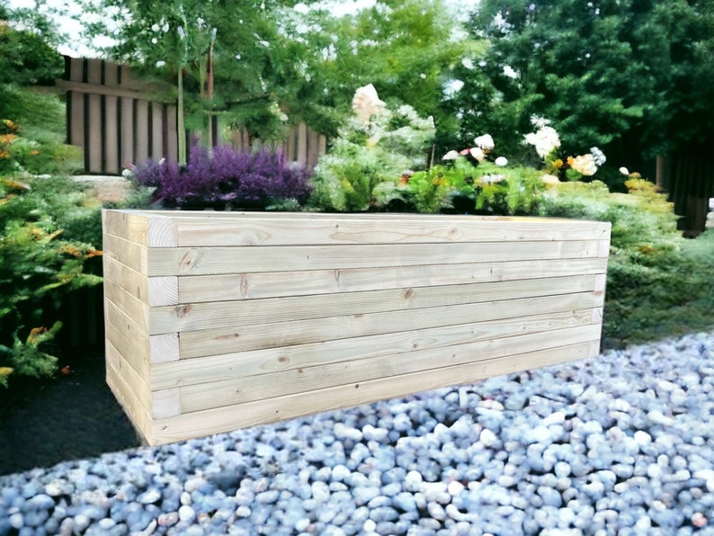Large Garden Planter, Large Raised Plant Bed, Large Garden Trough Planter, Large Wooden Flower Box, Handmade, from Pressure Treated Wood