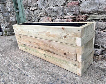 XXL Devonshire Garden Planters- Outstanding Handmade Quality - Painted Garden Planters. Plant Pot Wooden Trough Raised Bed Feet Castors