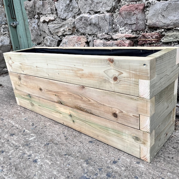 XXL Devonshire Garden Planters- Outstanding Handmade Quality - Painted Garden Planters. Plant Pot Wooden Trough Raised Bed Feet Castors