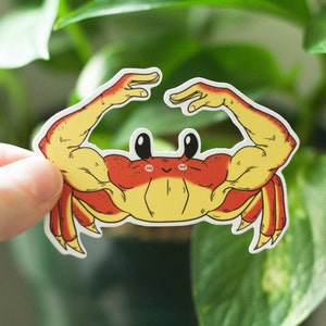 Cursed Buff Crab Sticker | Digital Art | Funny Stickers | Cute Sticker | Waterproof | Memes