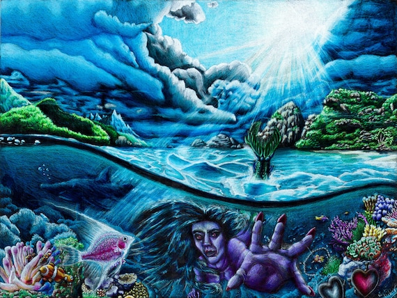 Buy The Storm Colored Pencil Drawing - 18x24 Matte Print Online in
