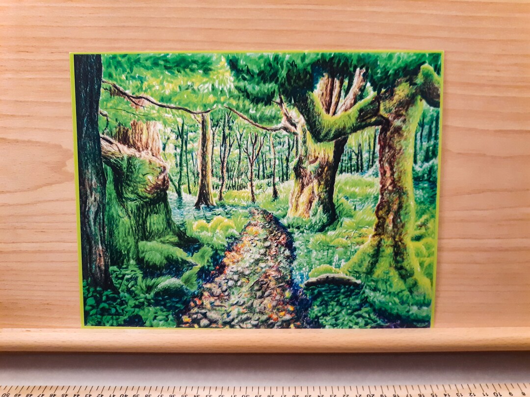 Emerald Forest Colored Pencil Drawing - 8.5x11 Inch Matte Print - Etsy