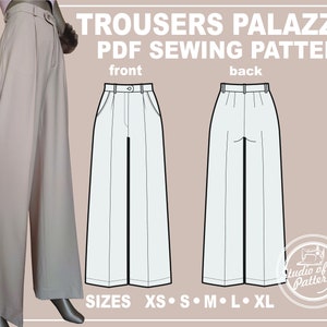 PATTERN TROUSERS PALAZZO. Sewing Pattern Trousers Palazzo. Digital Pack 5 sizes. Print-at-home