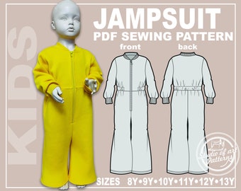 PATTERN KIDS JAMPSUIT. Sewing Pattern. Digital Pack 6 sizes. Instant Download. Print-at-home