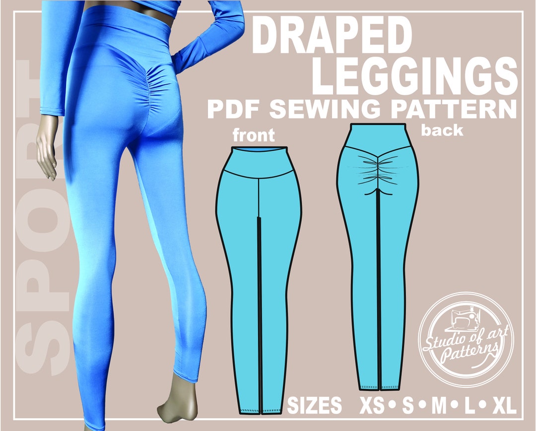 PATTERN DRAPED LEGGINGS. Sewing Pattern Womens Leggings. Digital Pack 5