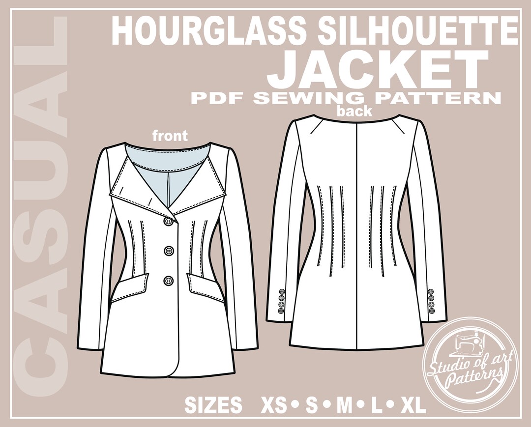 PATTERN WOMEN'S JACKET. Sewing Pattern Hourglass Silhouette Jacket ...