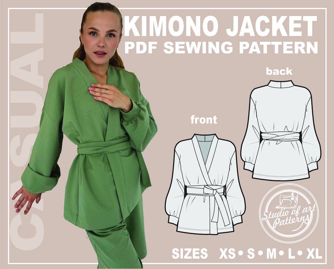 PATTERN KIMONO JACKET. Sewing Pattern Women's Kimono Jacket. Digital