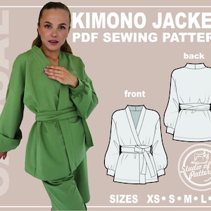 PATTERN KIMONO JACKET. Sewing Pattern Women&#39;s Kimono Jacket. Digital Pack 5 sizes. Instant Download.  Print-at-home