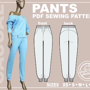 PATTERN WOMEN'S PANTS. Sewing Pattern Trousers. Digital Pack 5 sizes. Instant Download. Print-at-home