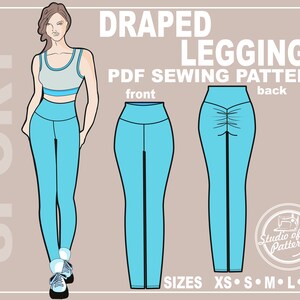 PATTERN DRAPED LEGGINGS Sewing Pattern Womens Leggings Digital Pack 5