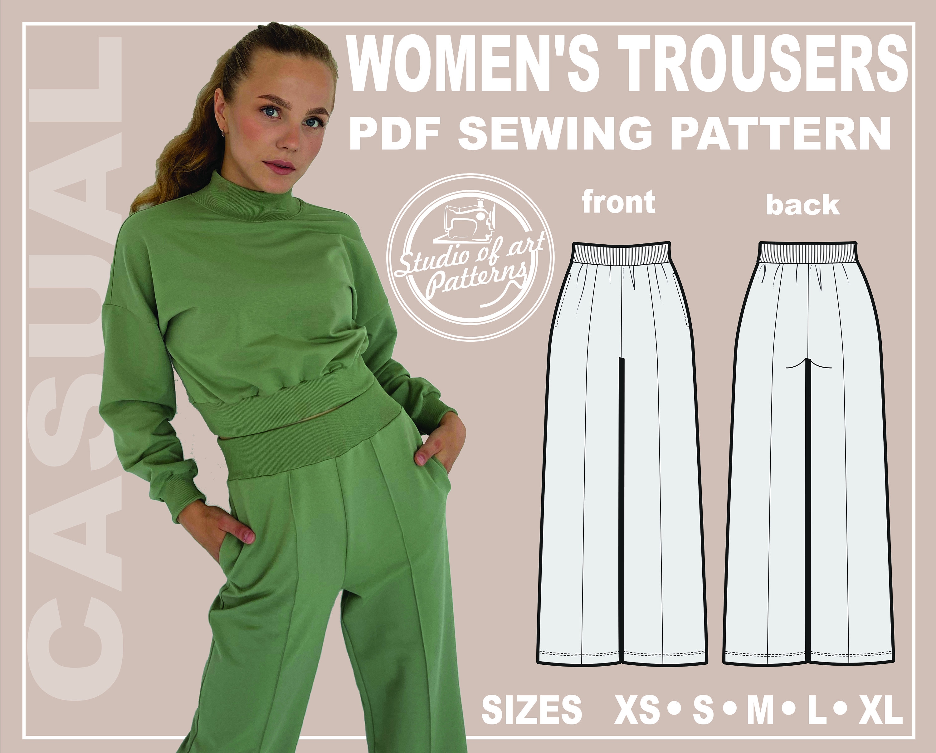 PATTERN WOMEN'S TROUSERS. Sewing Pattern Trousers. Digital Etsy