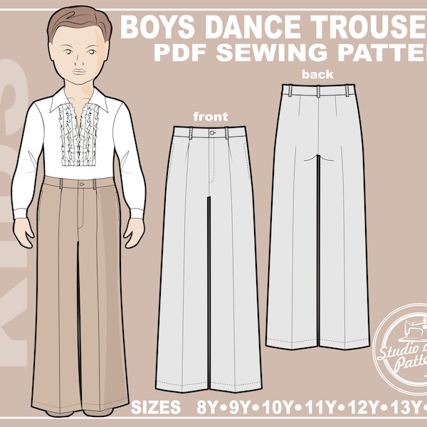 PATTERN BOYs DANCE TROUSERS. Sewing Pattern Dance Trousers for boys. Digital Pack 7 sizes. Instant Download. Print-at-home