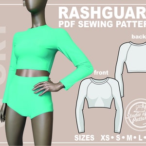 PATTERN RASHGUARD. Sewing Pattern Rashguard Water Sports. Digital Pack 5 sizes. Print-at-home