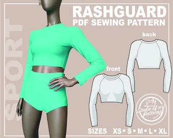 PATTERN RASHGUARD. Sewing Pattern Rashguard Water Sports. Digital Pack 5 sizes. Print-at-home