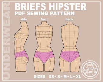 Womens Hipster Briefs Sewing Pattern (PDF Digital Download, 5 Sizes XS-XL, A4 Print-at-home/A0 Plotter Format)