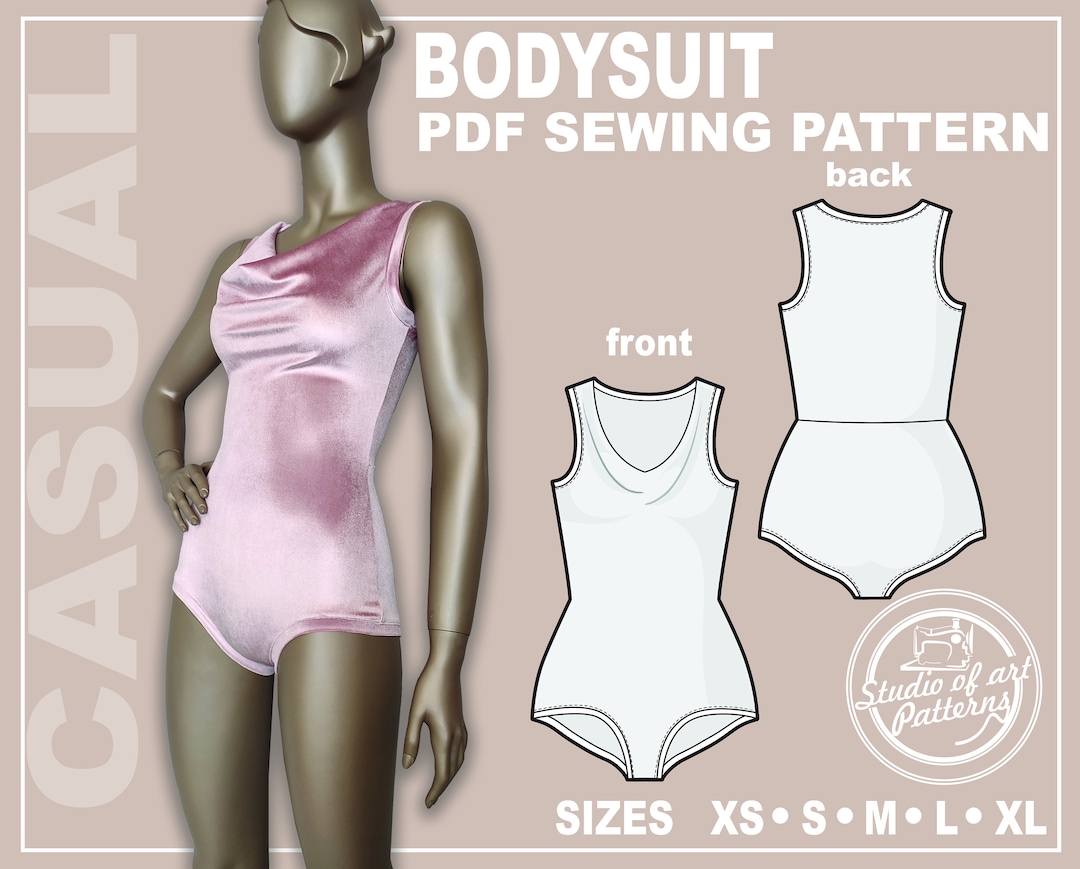 PATTERN WOMEN'S BODYSUIT. Sewing Pattern Bodysuit. Digital Pack 5 Sizes ...