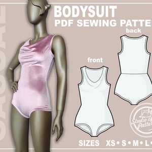PATTERN WOMEN'S BODYSUIT. Sewing Pattern Bodysuit. Digital Pack 5 sizes. Instant Download. Print-at-home