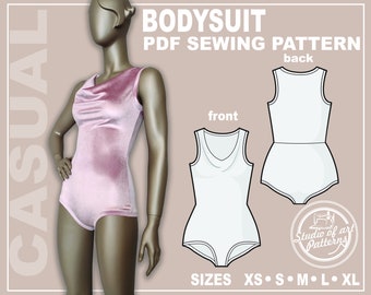 Puede incluir: Un patrón de costura para un body casual con cuello de pico. El patrón incluye instrucciones para la parte delantera y trasera de la prenda. Tallas disponibles: XS, S, M, L, XL.