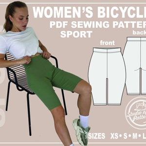 PATTERN WOMEN&#39;S BICYCLES. Sewing Pattern Cycling Shorts. Digital Pack  5 Sizes. Instant Download. Print-at-home.
