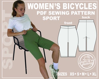 Pattern Women's Bicycles. Sewing Pattern Cycling Shorts. (PDF Digital Download, 5 Sizes XS-XL, A4 Print-at-home/A0 Plotter Format)