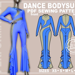 PATTERN DANCE BODYSUIT. Sewing Pattern Jampsuit. Digital Pack 5 sizes. Instant Download. Print-at-home