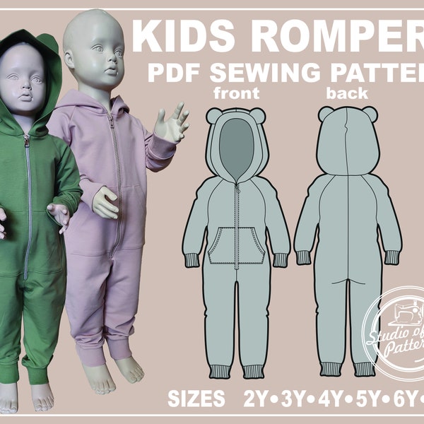 PATTERN KIDS ROMPERS. Sewing Pattern Overalls for Children. Digital Pack 6 sizes. Print-at-home