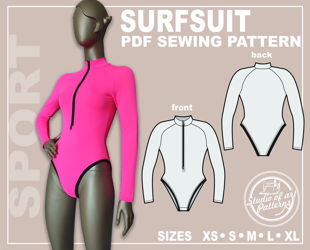 PATTERN SURFSUIT. Sewing Pattern Bodysuit. Digital Pack 5 Sizes. - Etsy