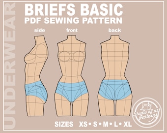 Women's Briefs Sewing Pattern: Basic Panties (PDF Digital Download, 5 Sizes XS-XL, A4 Print-at-home/A0 Plotter Format)