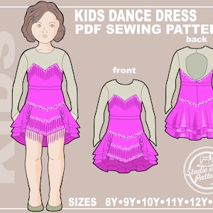 PATTERN KIDS DRESS. Sewing Pattern Kids Dress for Latin American Dancing. Digital Pack 6 sizes. Instant Download. Print-at-home