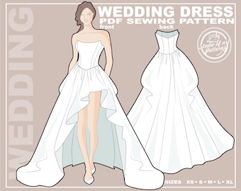 Wedding Dress Sewing Pattern: Corset Bodice, Balloon Skirt (PDF Digital Download, 5 Sizes XS-XL, A4 Print-at-Home/ A0 Plotter Format)