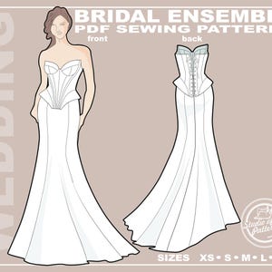 Bridal Ensemble Sewing Pattern: Corset and Skirt (PDF Digital Download, 5 Sizes XS-XL, A4 Print-at-home /A0 Plotter Format)
