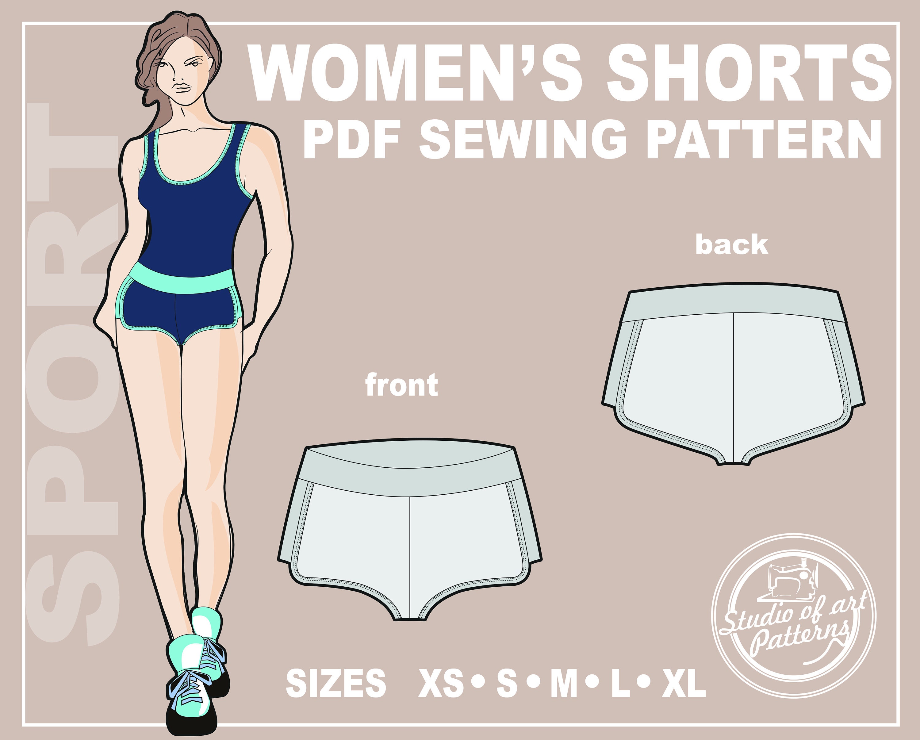 PATTERN SHORTS SPORT. Sewing Pattern Women's Shorts. Small Etsy