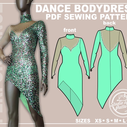 PATTERN DANCE BODYDRESS. Sewing Pattern Dance Dress. Digital Pack 5 sizes. Instant Download. Print-at-home