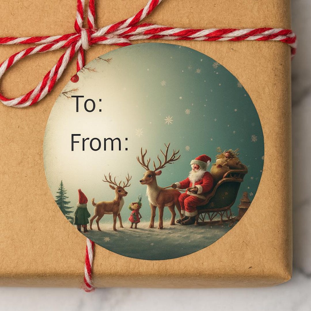 Christmas Gift Tags Printable--holiday Gift Stickers--to/from Labels - Etsy