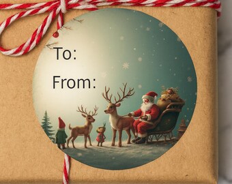 Christmas Gift Tags Printable--Holiday Gift Stickers--To/From Labels