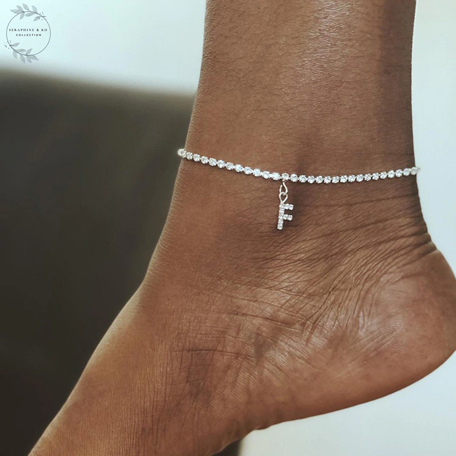 Name Anklet Initial Anklet Letter Anklet Cubic Zirconia Etsy