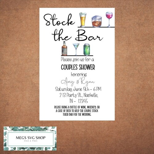 Stock the Bar Invitation Template Couples Shower Invitation Etsy