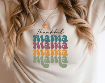 Retro sweater Thankful Mama - gezellige herfstkleding